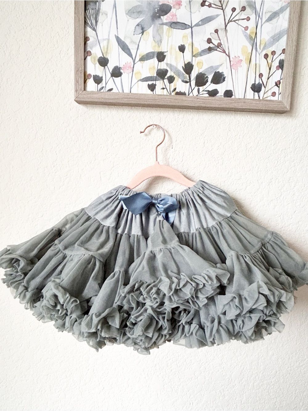 Bob & Blossom Tutu Pettiskirt Ruffled Tulle w/ Bow -Sage Green-Sz 2-4T